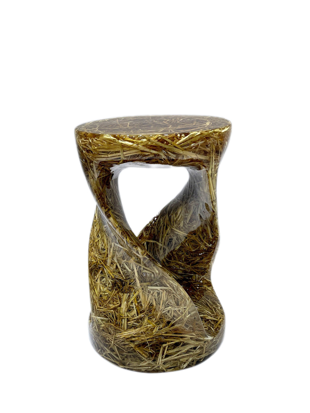 Ice Crystal Straw Resin Stool/Side Table