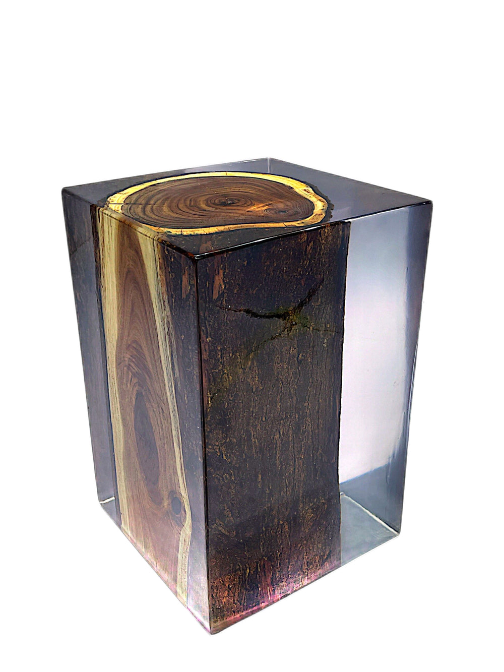 Acacia Live Edge Resin Stool/Side Table