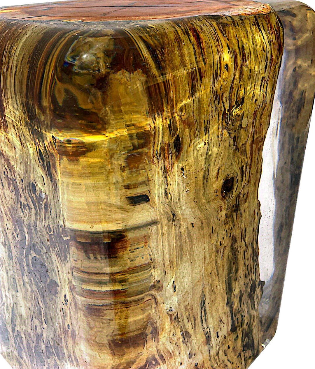 Wood Rounded Edge Resin Stool/Side Table