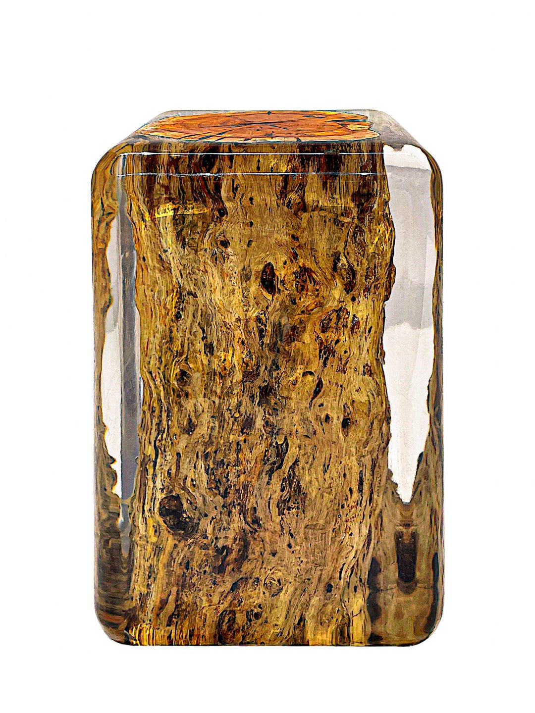 Wood Rounded Edge Resin Stool/Side Table