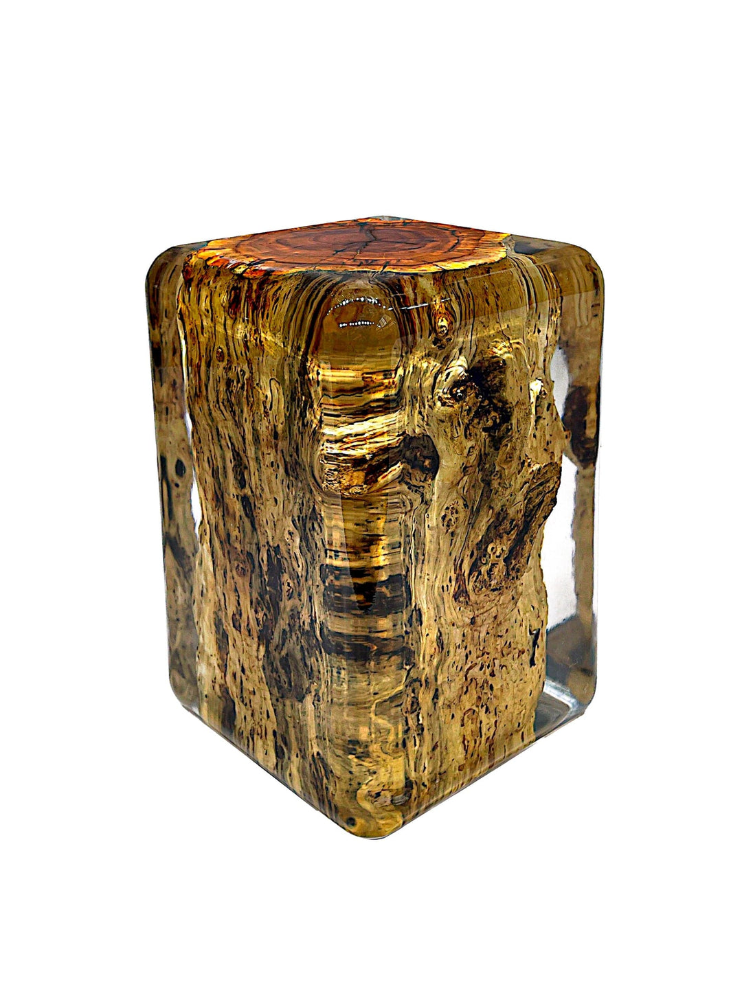 Wood Rounded Edge Resin Stool/Side Table