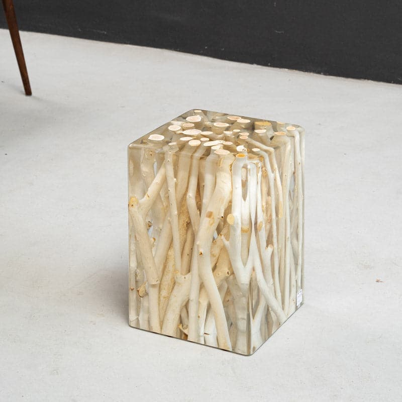 wood resin stool-resin side table