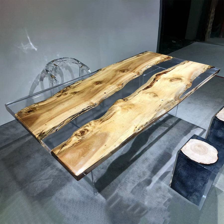 Walnut Kitchen Live Edge Epoxy Resin Wood Slab Table Top 84.65"Lx43.31"W