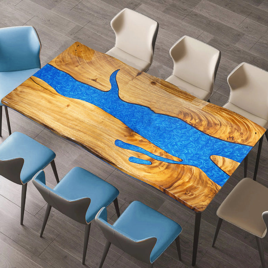 walnut table,epoxy table,dining table,resin table,River table,kitchen table,epoxy table top,epoxy counter top,Blue epoxy table