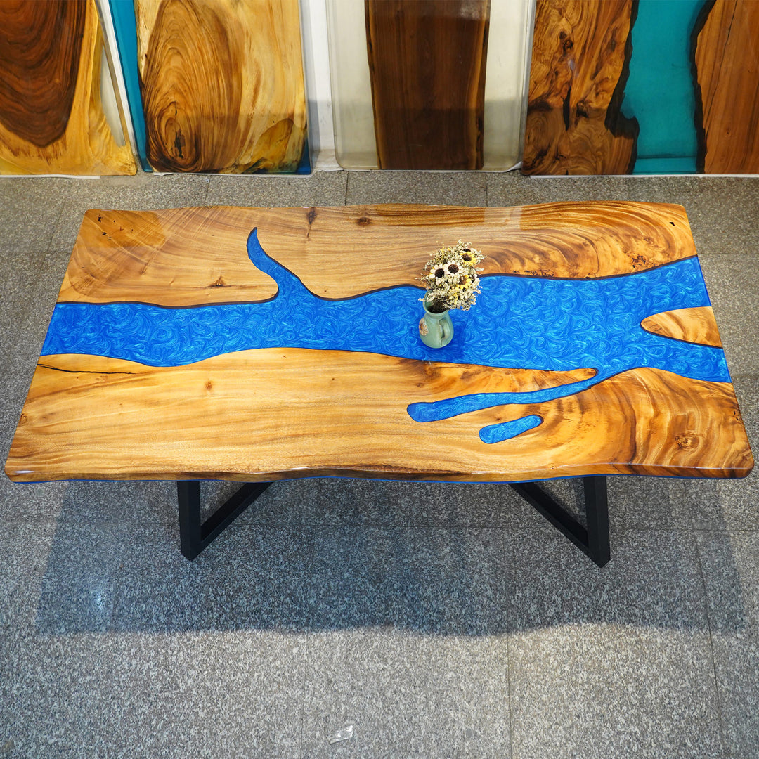 walnut table,epoxy table,dining table,resin table,River table,kitchen table,epoxy table top,epoxy counter top,Blue epoxy table