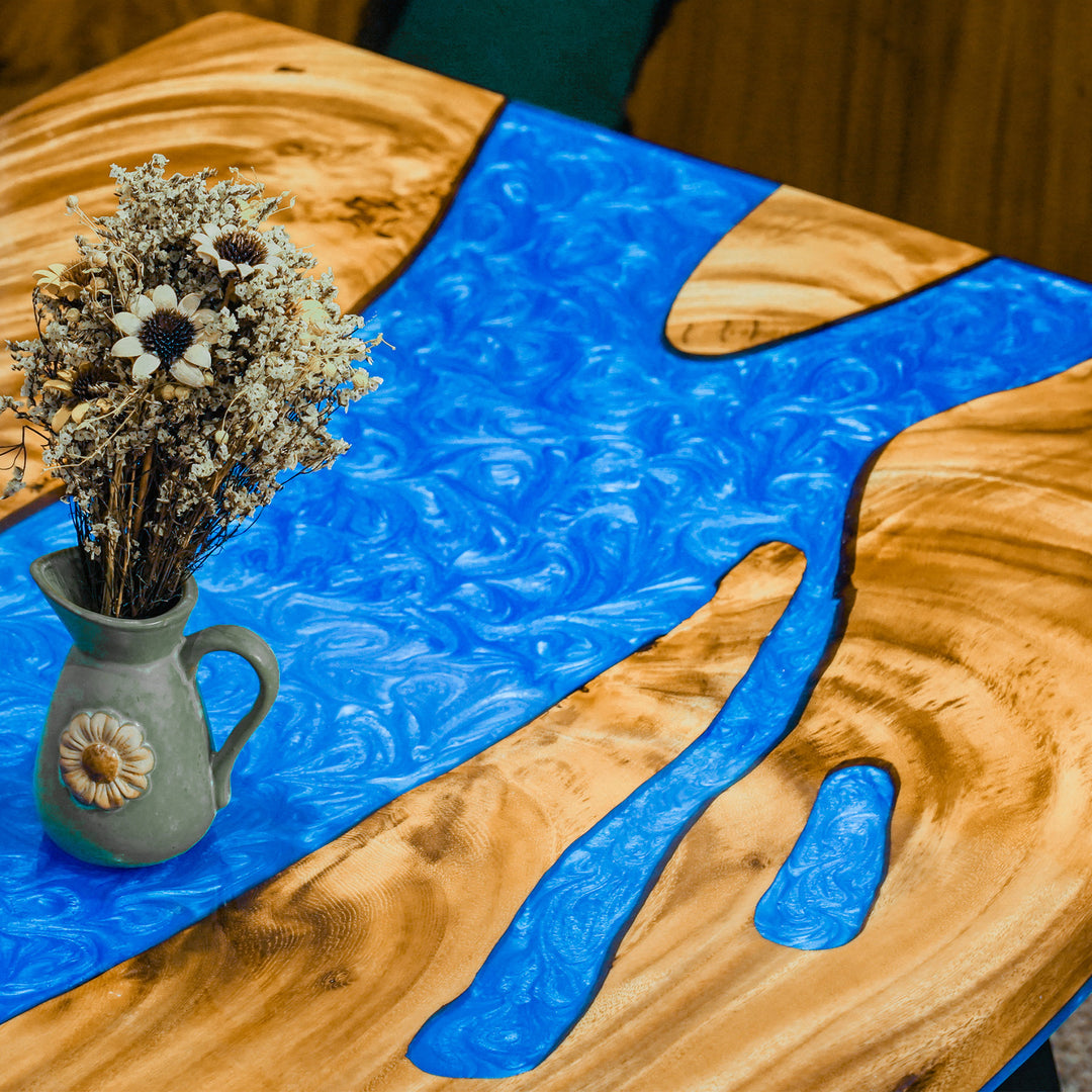 walnut table,epoxy table,dining table,resin table,River table,kitchen table,epoxy table top,epoxy counter top,Blue epoxy table