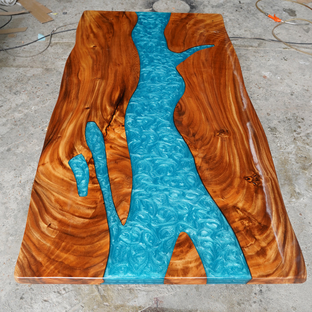 Walnut Wood Epoxy River Dining Table 36"Wx72"L