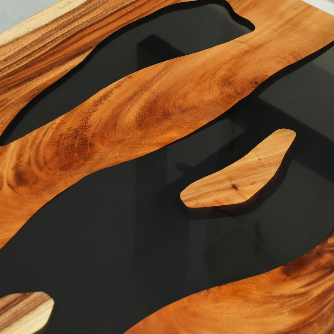 Walnut Epoxy River Table Black 44"Wx66"L