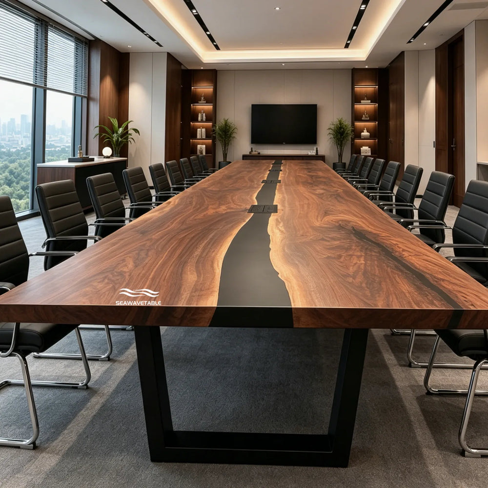 Architectural black resin conference table CRT-338 for corporate office interiors