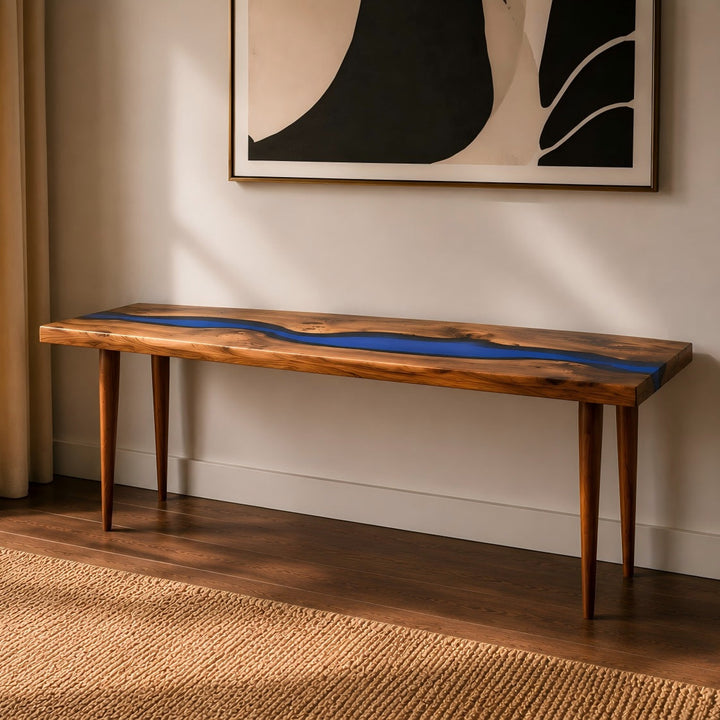 Architectural blue resin hallway table CRT-025 for luxury modern interiors