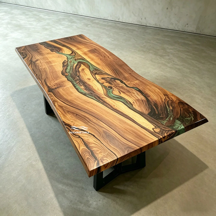 Artisan Black Walnut modern organic dining table CRT-336 with understated luxury aesthetic