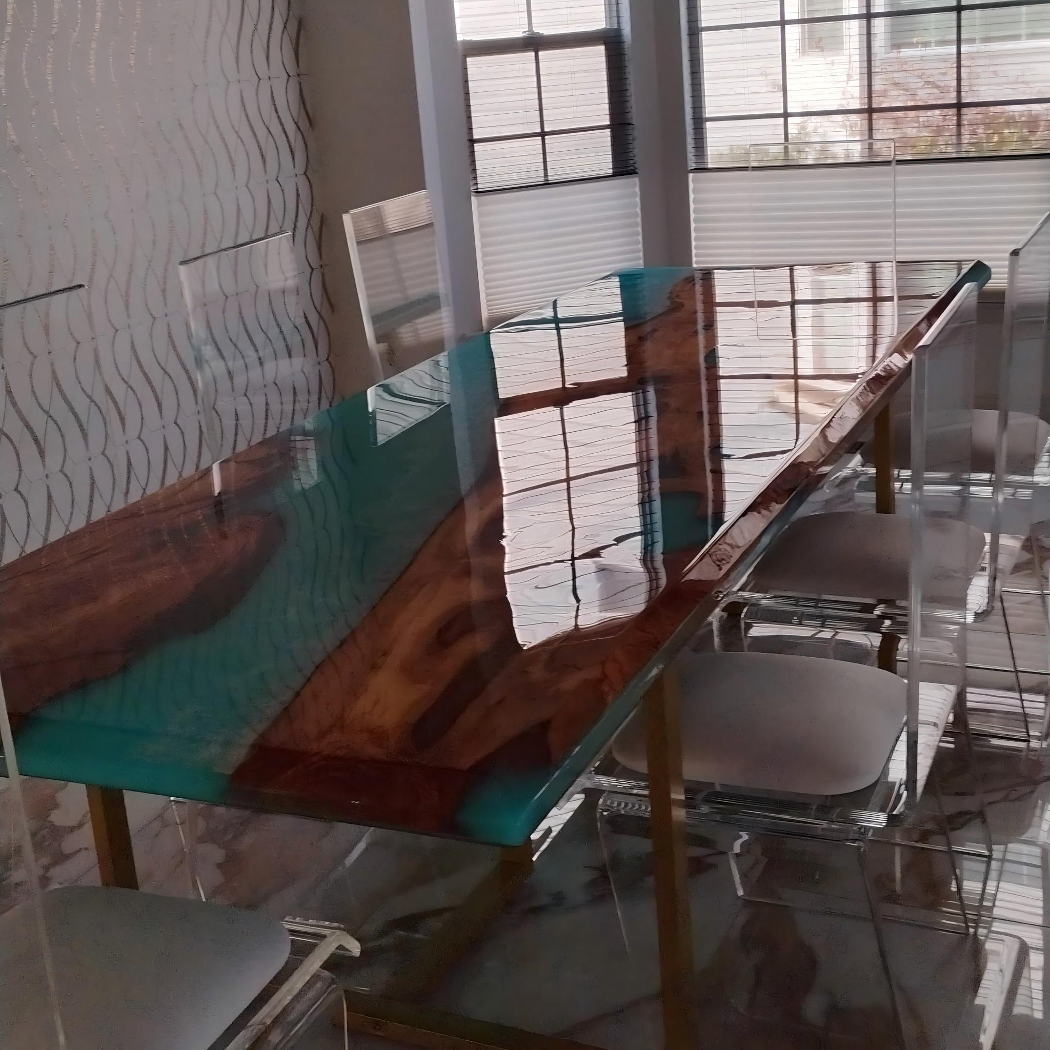 Custom river table handcrafted for a Baltimore, MD client