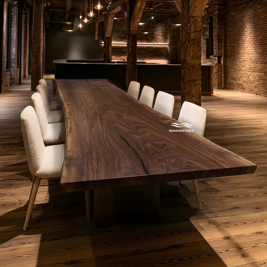 Black Walnut live edge table with natural lighter sapwood edges