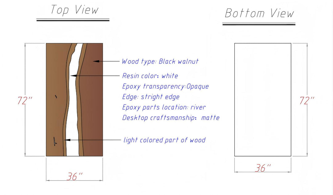 Contemporary black walnut and white epoxy table, ideal for executive boardroom or office.