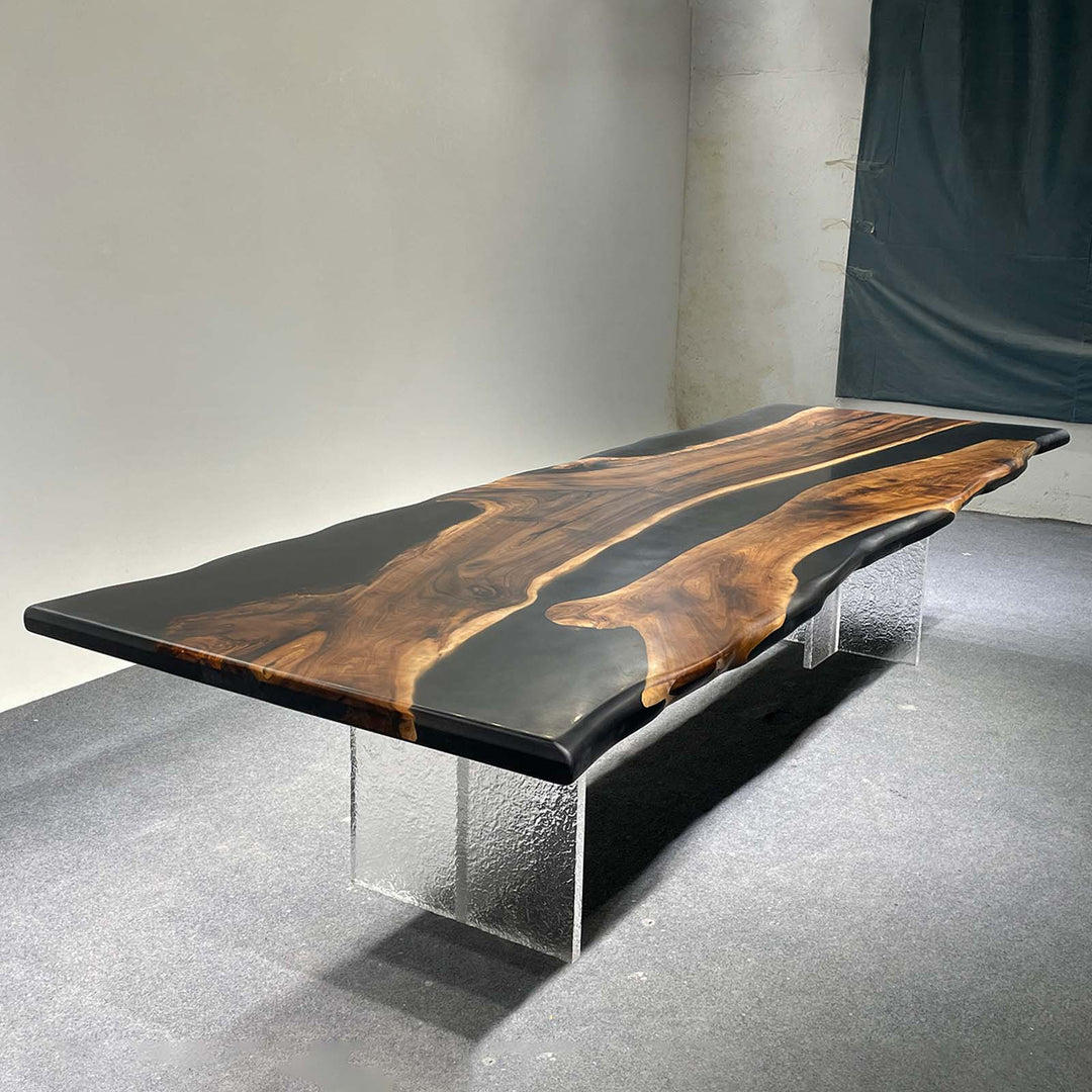 Natural black walnut wood grain live edge detail with organic texture and premium solid wood craftsmanship