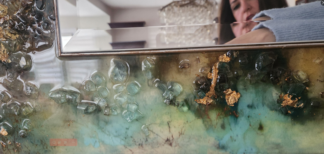 Custom Black Wood Resin Color Sample – Teal/Green Tone