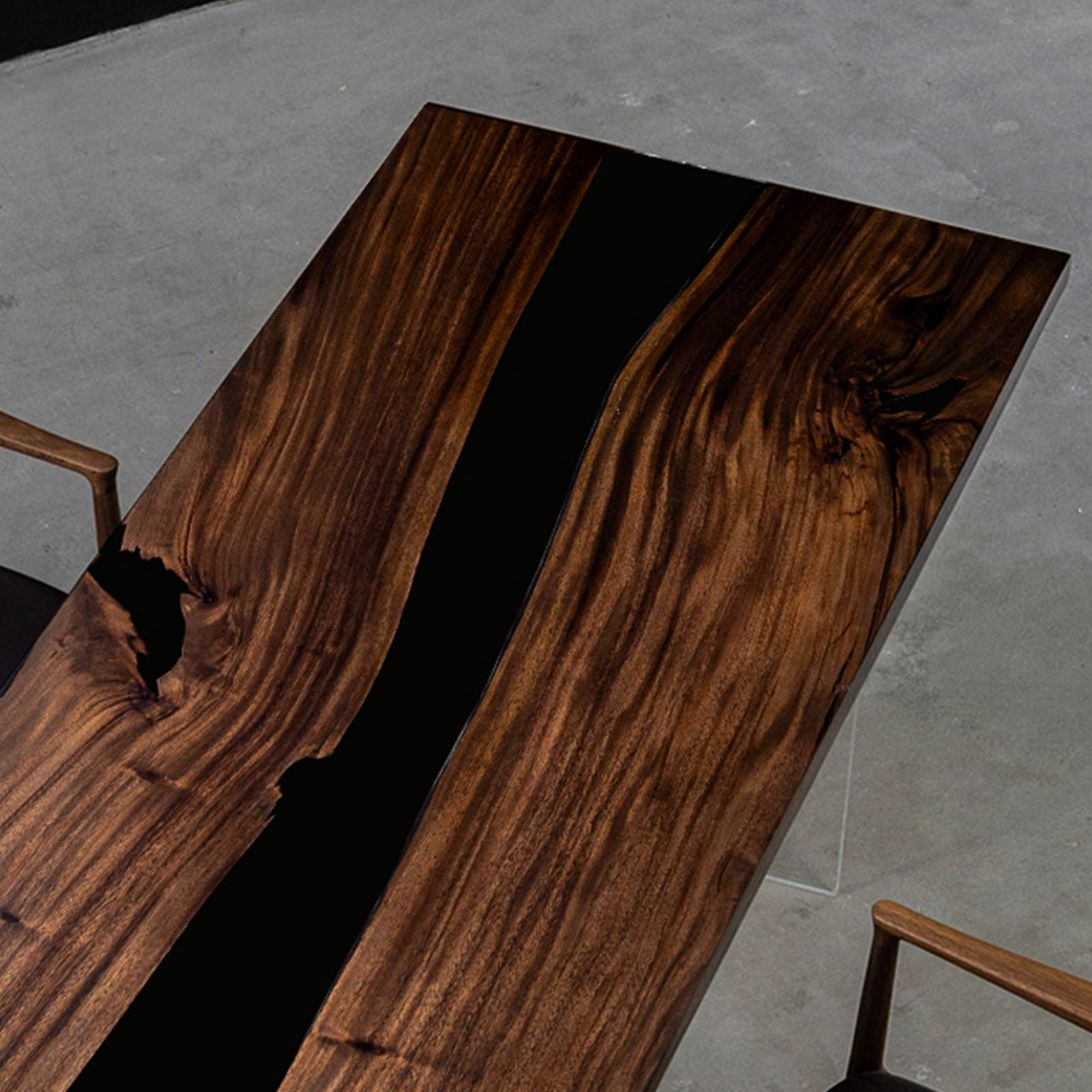 Executive Walnut & Matte Black Epoxy with Power-Integrated