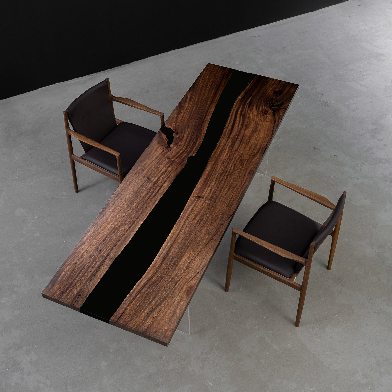 Executive Walnut & Matte Black Epoxy with Power-Integrated