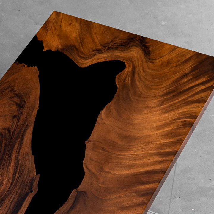 Leg structure detail of CRT-241 large black epoxy walnut meeting table.