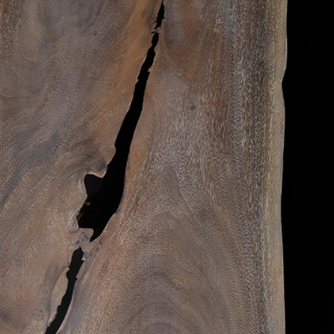 Walnut slab meeting table with bold black and white epoxy.