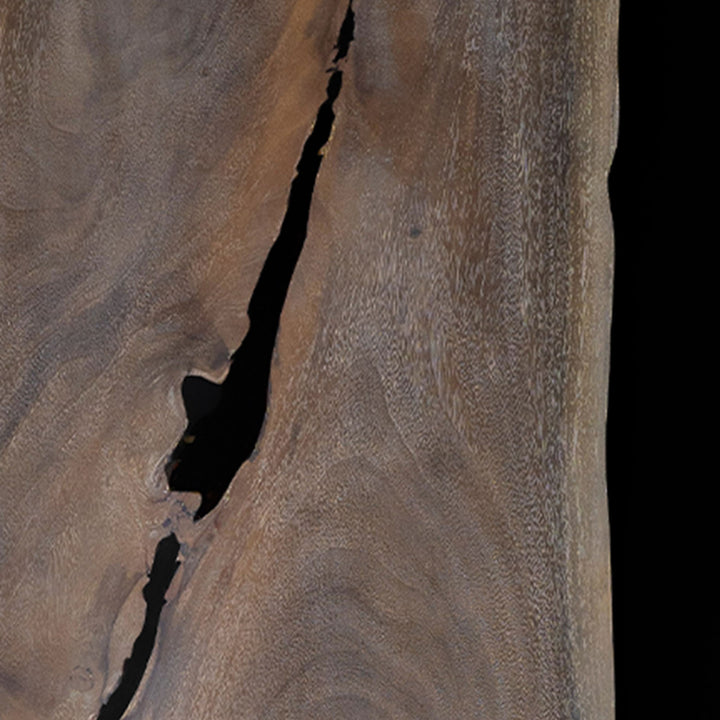 Walnut slab meeting table with bold black and white epoxy.
