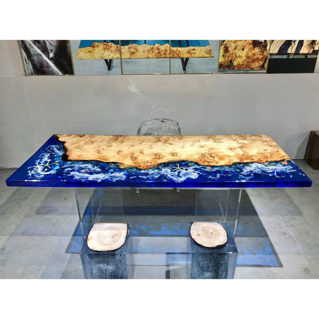 Custom Walnut Epoxy Resin River Dining Table CRT-081