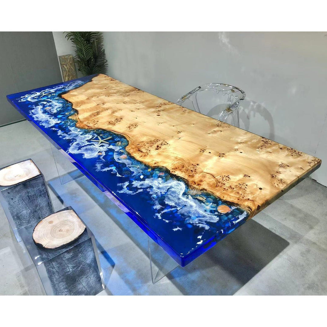 Custom Walnut Epoxy Resin River Dining Table CRT-081