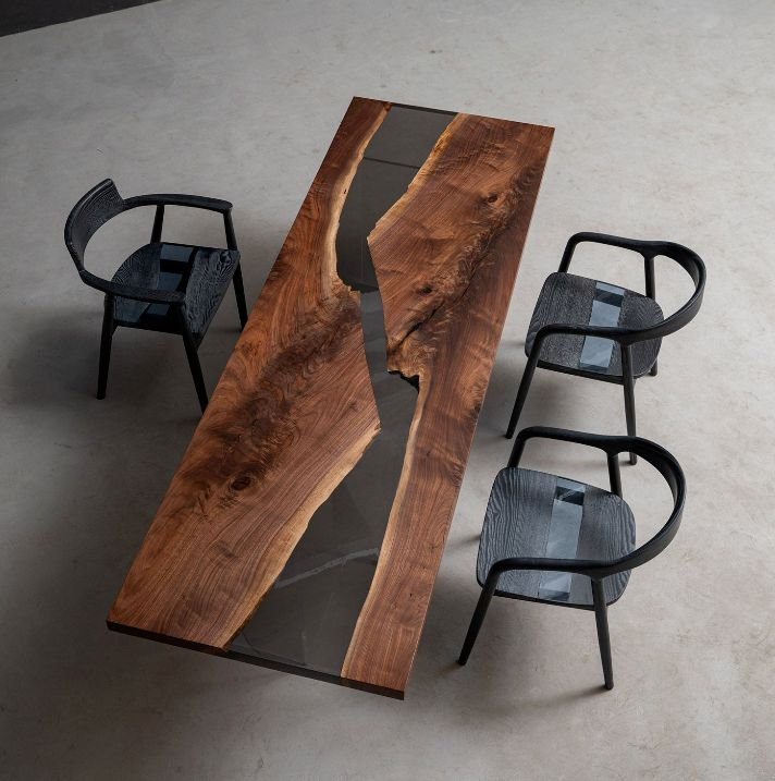 Black Walnut Solid Wood Dining Table – 33.46" × 102" with Metal T-Style Base | In-Stock, Ships in ~2 Weeks