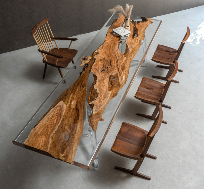 Custom Olive solid Wood Conference Table 108.5" × 40.5" × 2"