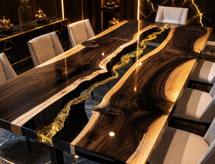 Custom Walnut Epoxy Table for Diane