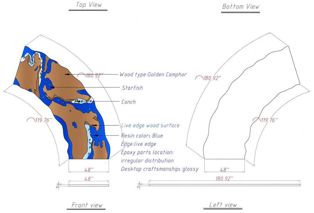 Lifestyle image of a golden camphor live edge ocean resin table used as a dining or bar table in a coastal-inspired space.