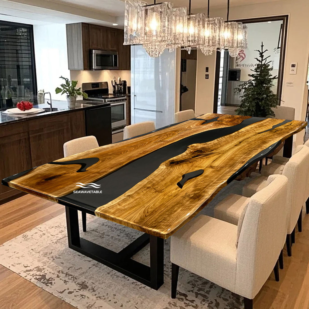 Live edge coffee table made from black walnut and epoxy resin