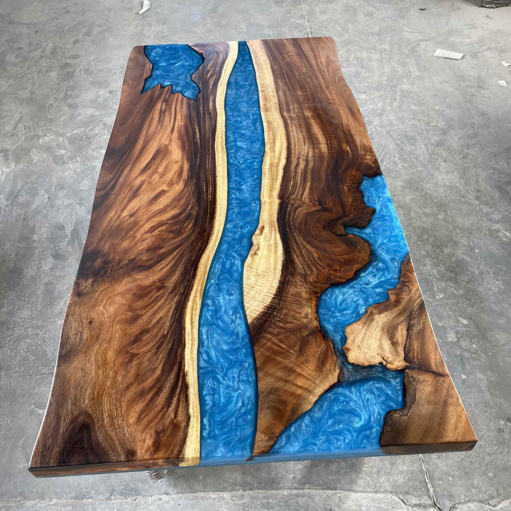 Custom Live Edge Walnut River Epoxy Tables CRT-122