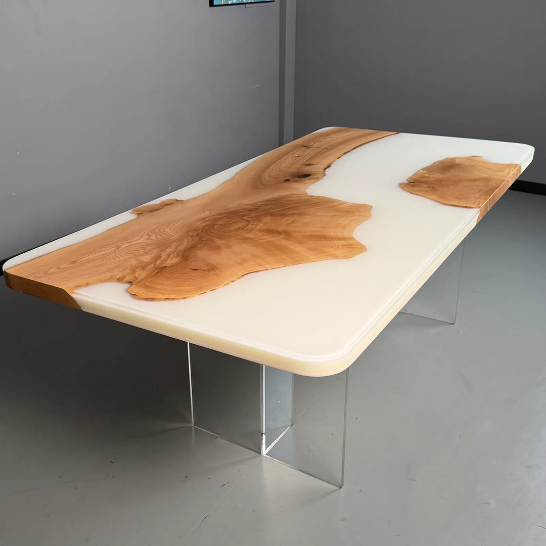 Matte finish Ash Wood and Lunar Silk epoxy tabletop by SeawaveTable