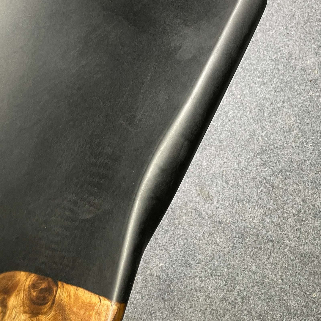 Matte finish epoxy table surface with anti glare texture fingerprint resistant modern solid wood table