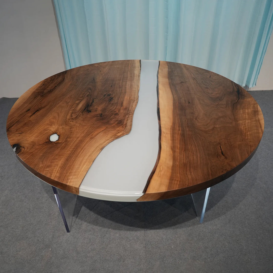 Matte Black Walnut with glossy Smoky Gray epoxy by SeawaveTable