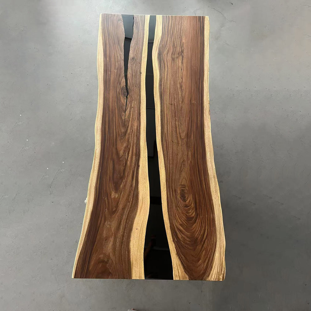 Wooden slab with a dark brown and light brown pattern on a gray background
