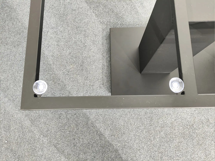 Close-up of the MTL14 metal table base showing the support frame connections and mounting hardware