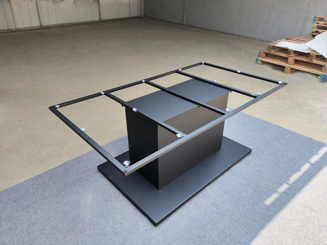 Single MTL35 metal pedestal base with a rectangular tabletop support frame
