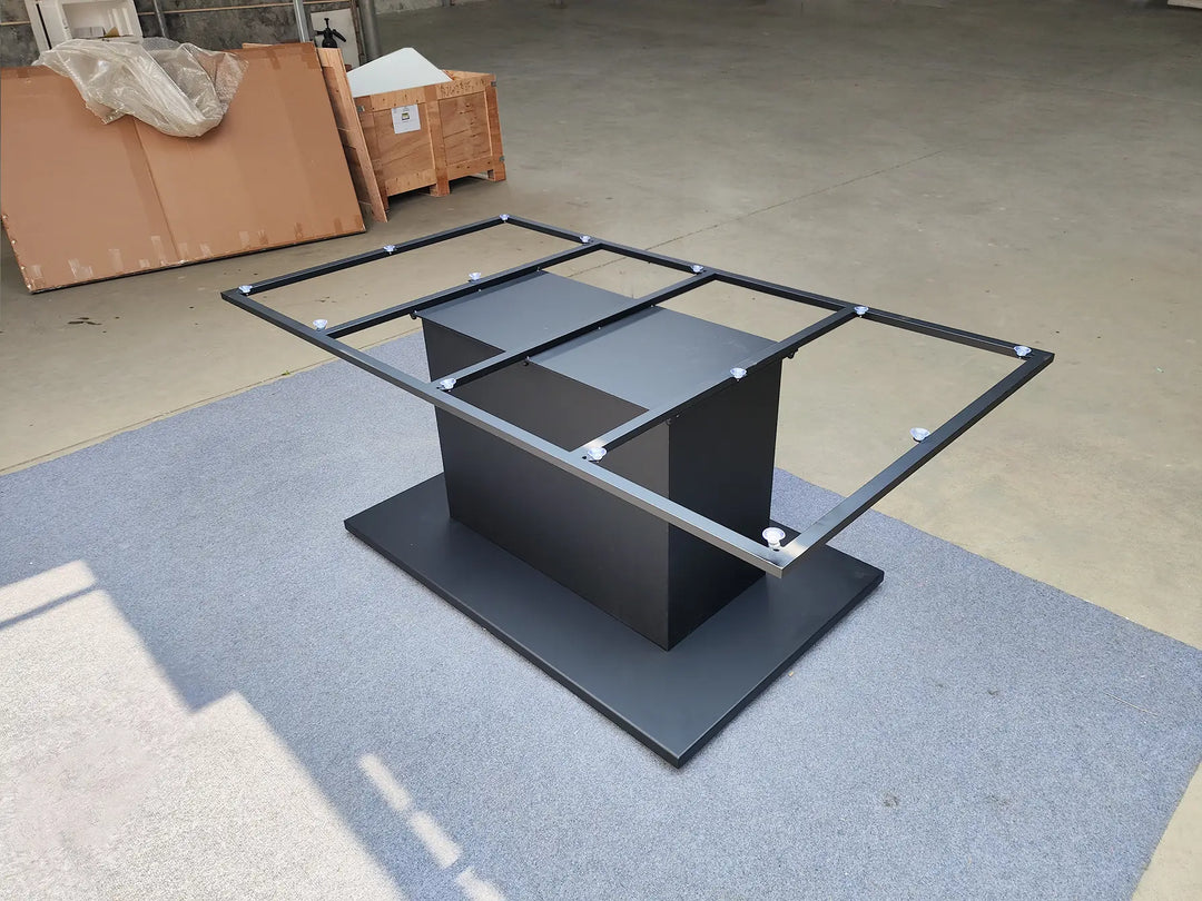 Full view of an MTL35 metal pedestal base with its rectangular frame and floor plate