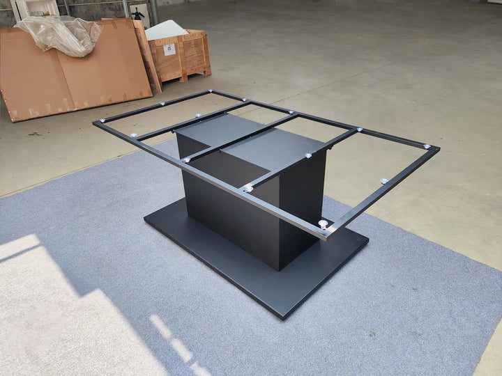Full view of an MTL35 metal pedestal base with its rectangular frame and floor plate
