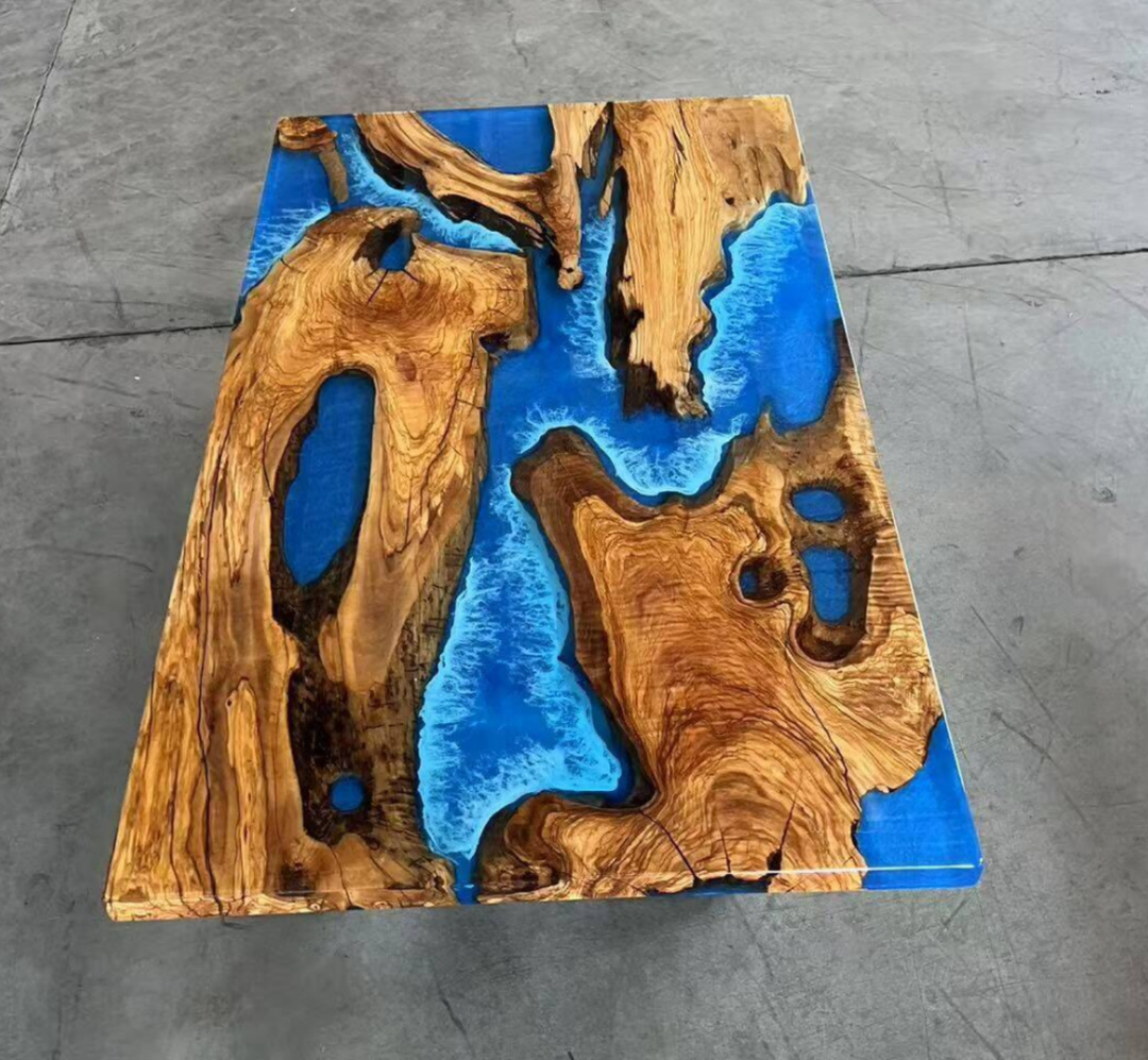 Custom Olive Epoxy Table 42” × 80” for Sergio