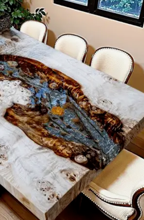 Custom CRT-002 River Stone 36"x72" Epoxy Table Deposit $200