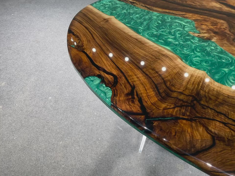 Luxury resin wood conference table with bespoke resin color customization