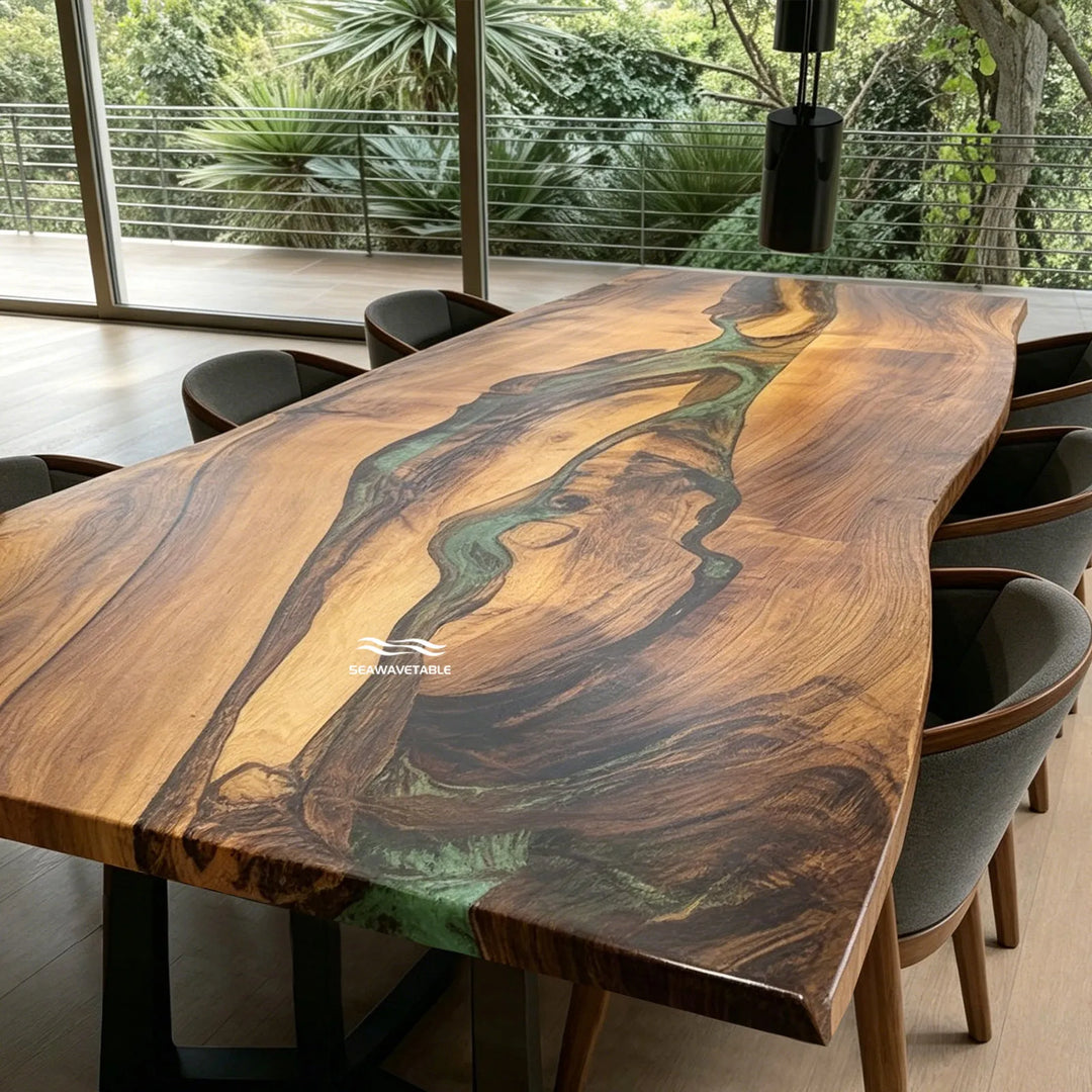 Refined live edge Black Walnut statement dining table CRT-336 for modern luxury spaces