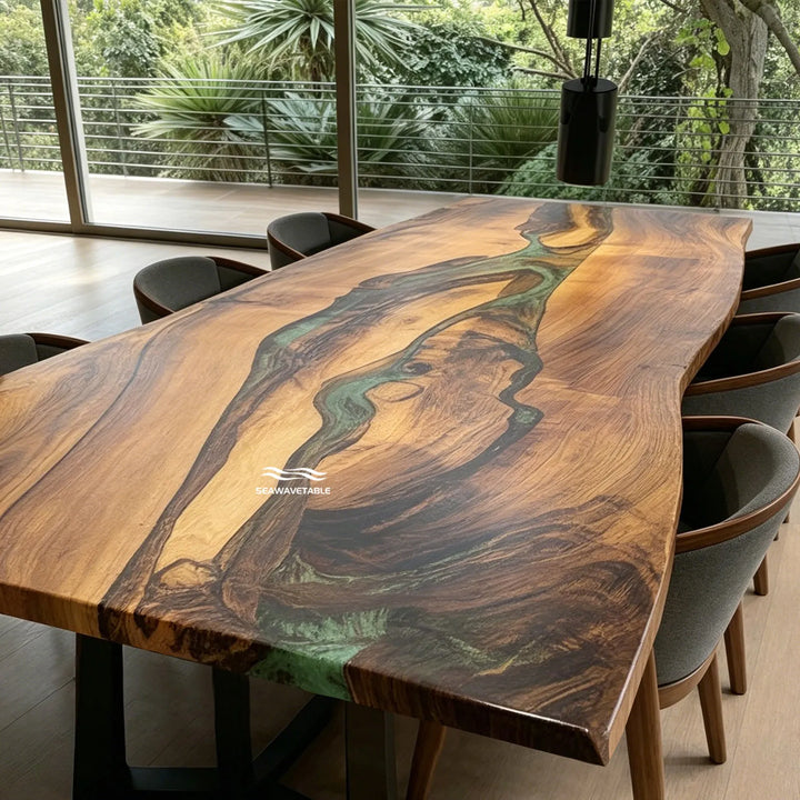 Refined live edge Black Walnut statement dining table CRT-336 for modern luxury spaces