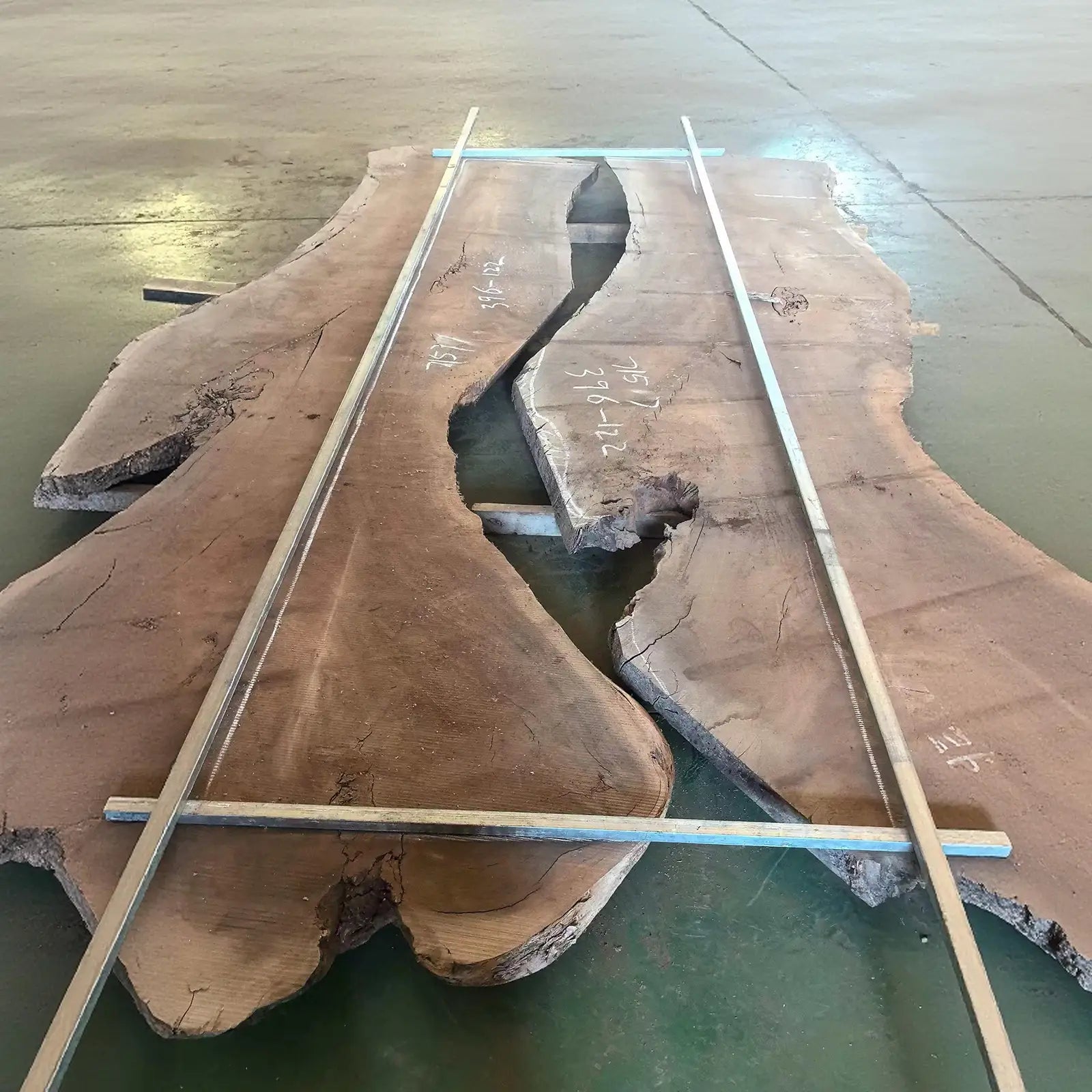 SeawaveTable 48x156 inch black walnut black epoxy river banquet table large custom dining table with straight edge