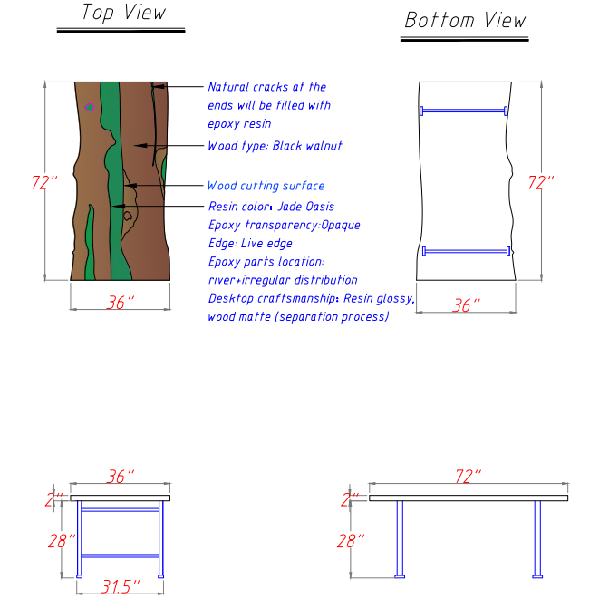 Custom Black Walnut Epoxy River Dining Table CRT-109