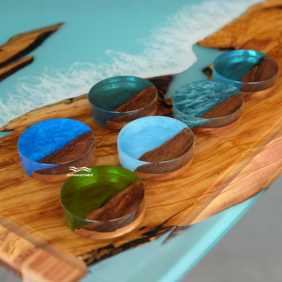 Handmade Resin Coaster Set – 6 Pieces | Waterproof & Heat Resistant Table Decor
