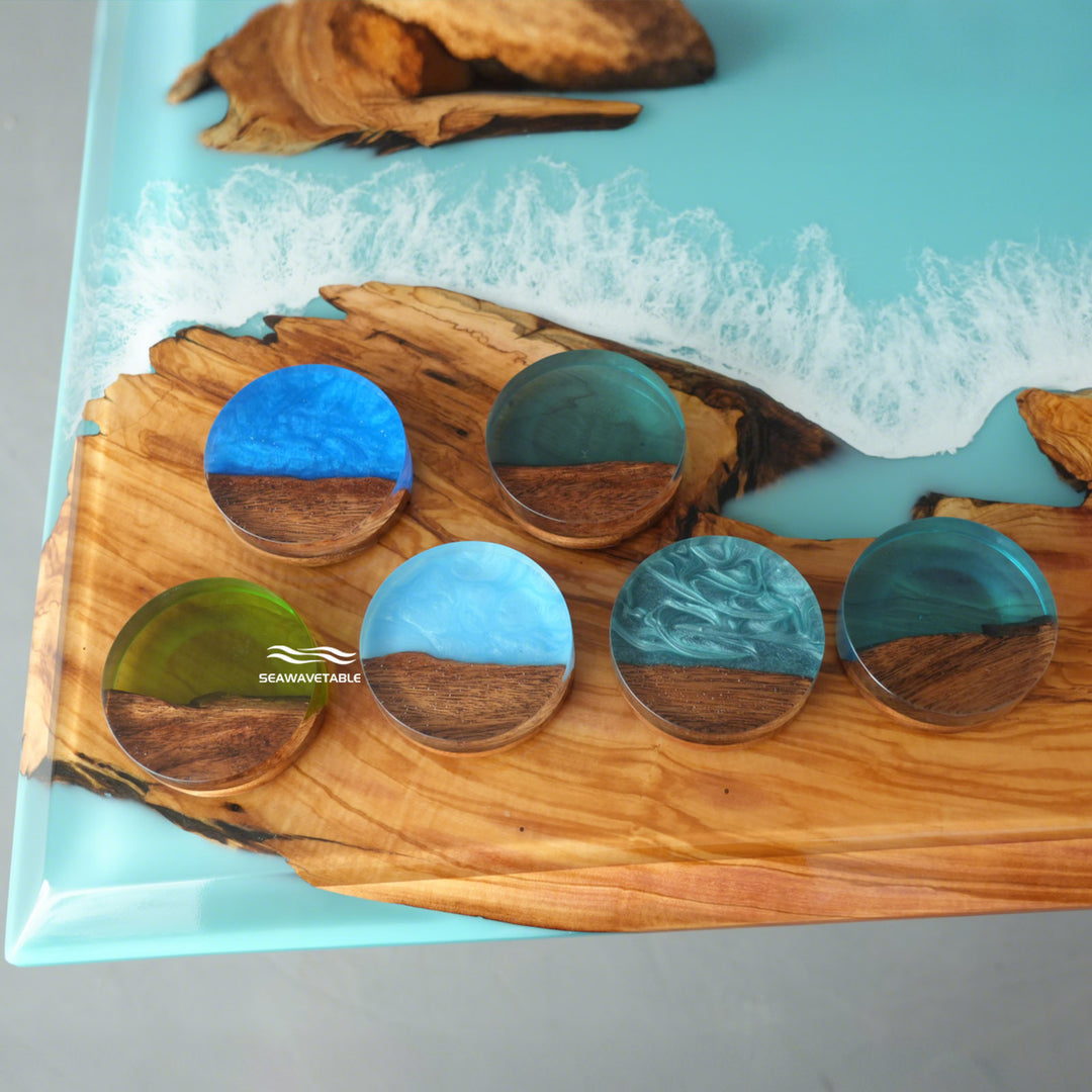 Handmade Resin Coaster Set – 6 Pieces | Waterproof & Heat Resistant Table Decor